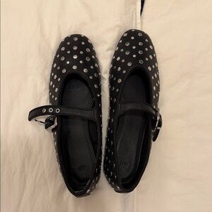 H&M Black and Silver Studded Flats